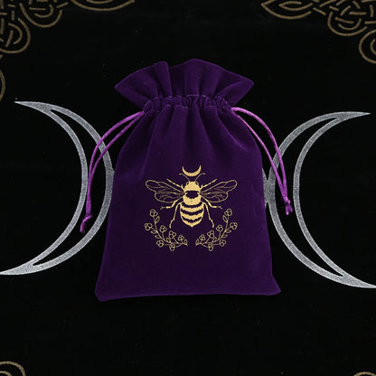 1Pcs Tarot Storage Velvet Bag Drawstring Suede Pocket Board Game Card Embroidery Package Witchcraft Supplies for Altar Tarot 