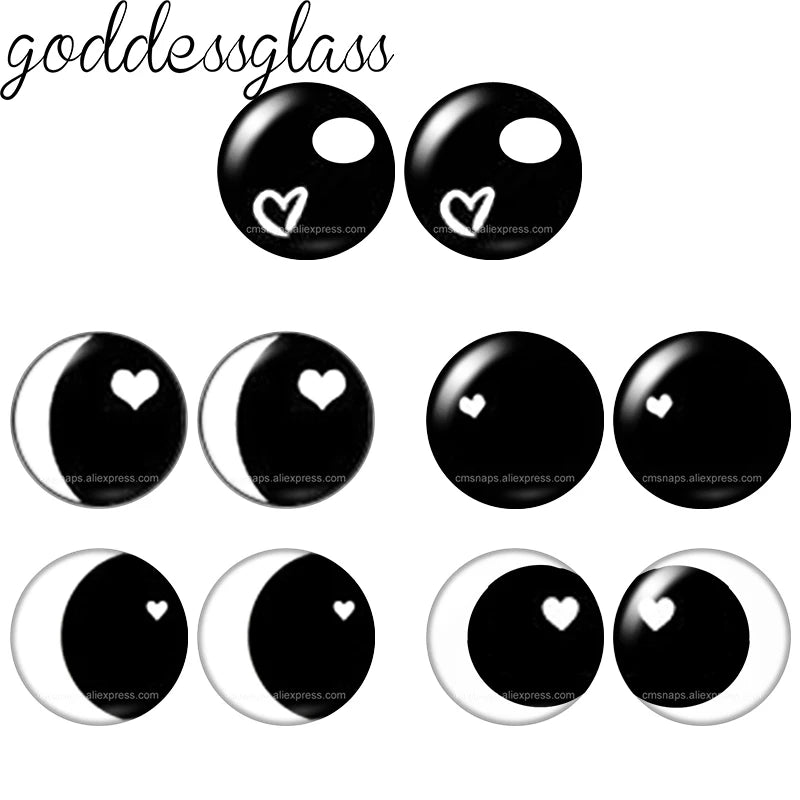 Glass Cartoon Doll Round Eyes Heart Pupil Lovely 10pcs 12mm/18mm/20mm/25mm Round Cabochon Flat Back Making Findings Jewelry -