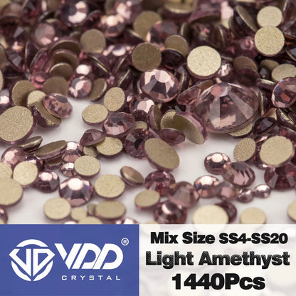 VDD SS4-SS20 Mix Size Clear Crystal Non-Hotfix Gold FlatBack Rhinestones Decorations DIY Glitter Stones 3D Nail Art Accessori