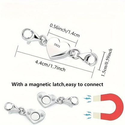 1pc Heart Magnetic Jewelry Connector Clasp Magnetic Necklace Clasp and Closure Double Chain Necklace Lobster Clasp