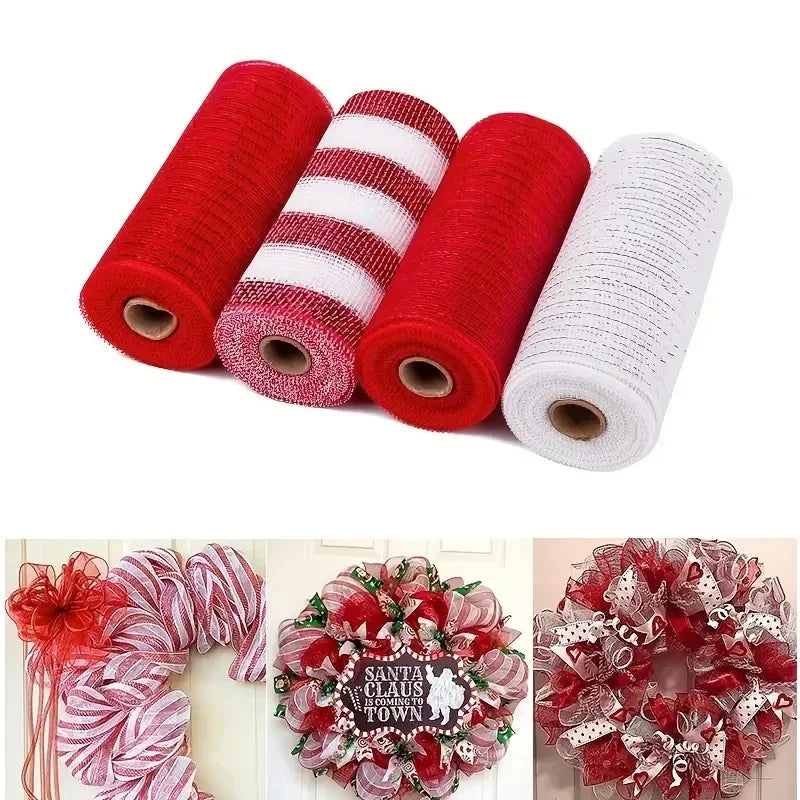 Christmas Decor Mesh Ribbon Bow Wreath Garland Christmas Tree Decorations Ribbon Home Decor Navidad Noel NewYear Gifts Packag