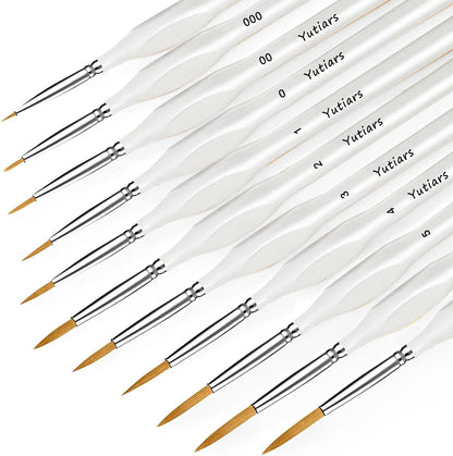 10/11pcs Miniature Paint Brushes, Detail Tip Paint Brushes Set With Ergonomic Handle - Suitable For Acrylic Painting, Oil, Wa