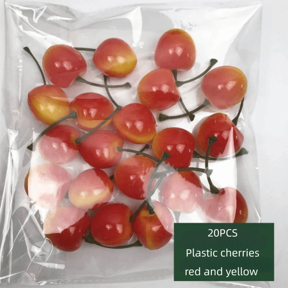 20PCS Multicolor Simulation Fruits Vegetables Plastic Room Decoration Food Model Photography Props DIY Fake Cherry Lemon Pato