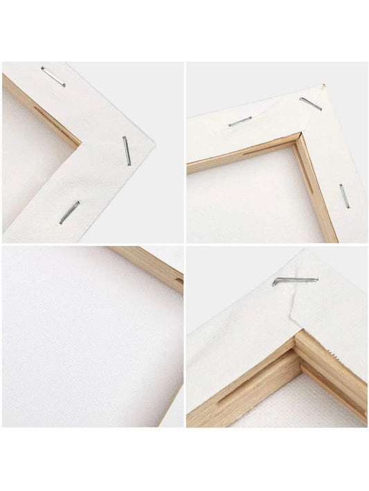 4pcs Stretched Canvas, 8 x 10 Inches ( 20 x 25 cm) Square Blank Canvases, 100% Cotton Canvases for Painting, 8 oz Gesso-Prime