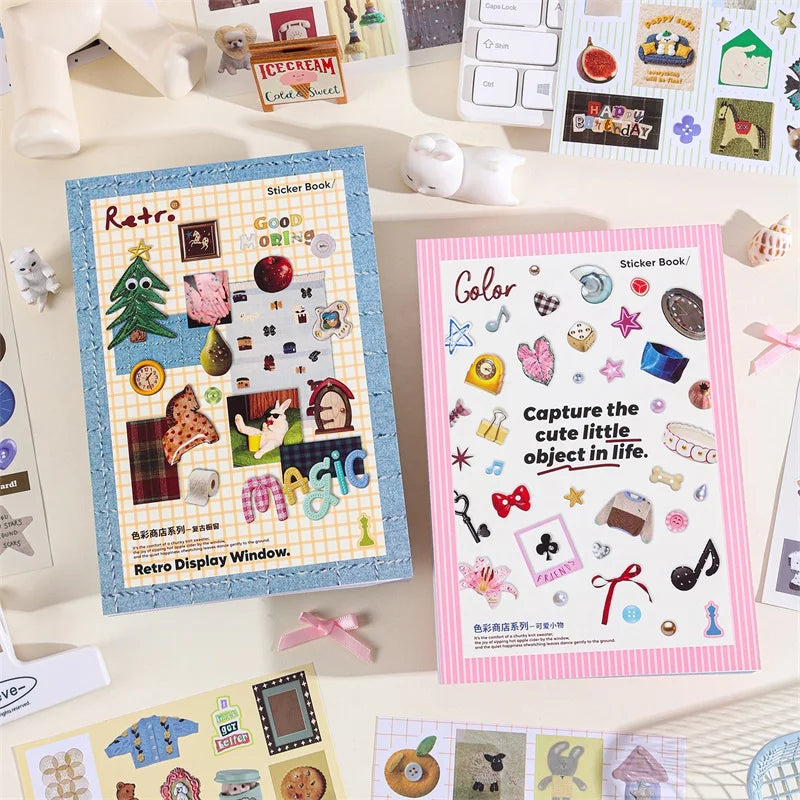 50 Sheets Retro Cartoon Sticker Book Paper Aesthetic Decals for Journaling Scrapbooking Laptop Water Bottle Planner Accessori