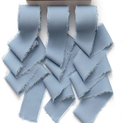 3 Roll/set 5m Frayed Edged Satin Handmade Chiffon Silk Ribbon For Wedding Invitation Bouquets Birthday Party DIY Decoration G
