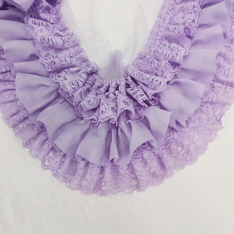 10CM Wide Three Layers Pleated Chiffon Fabric Embroidery Fringe Ribbon Lace Collar Ruffle Trim DIY Apparel Curtains Sewing De