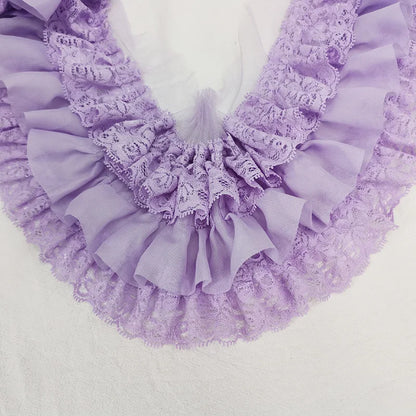 10CM Wide Three Layers Pleated Chiffon Fabric Embroidery Fringe Ribbon Lace Collar Ruffle Trim DIY Apparel Curtains Sewing De
