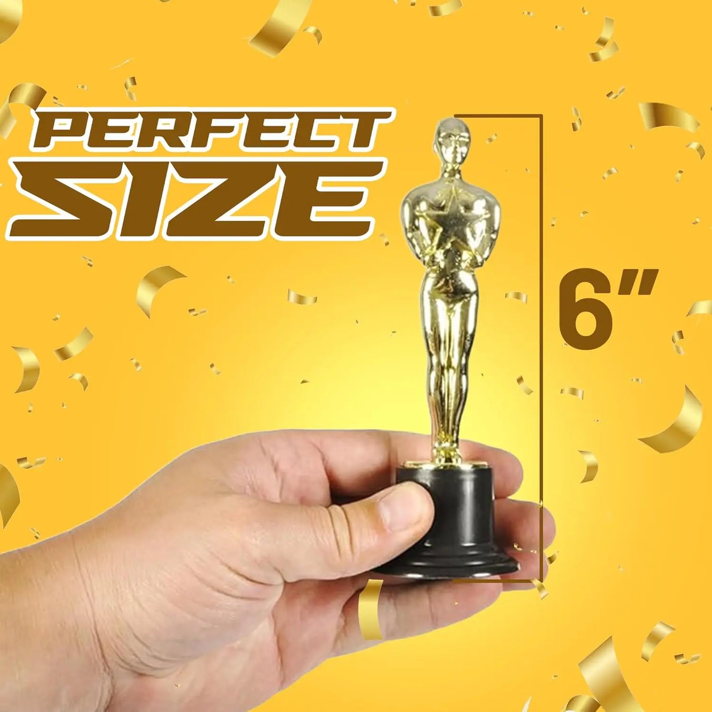 Gold Trophy Award Mini Trophies Bulk- (Pack of 6/12/24/36) 4-7 Inch Tall Plastic Golden Statue Award, Party Themed Decoration