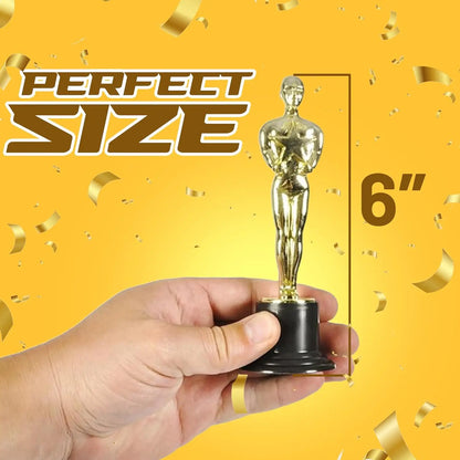 Gold Trophy Award Mini Trophies Bulk- (Pack of 6/12/24/36) 4-7 Inch Tall Plastic Golden Statue Award, Party Themed Decoration
