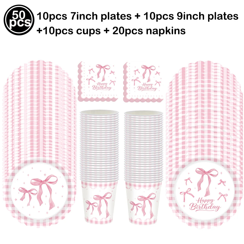 10pcs Pink Bow Cupcake Topper Pink Bow Birthday Decor Coquette Themed Party Decoration Bridal Shower Cake Topper Bow Party De
