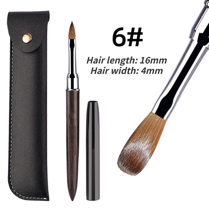 100% Kolinsky Acrylic Nail Brush Purple Sandalwood Handle Crimped UV Gel Carving Pen Brush Liquid Powder DIY Nail Drawing