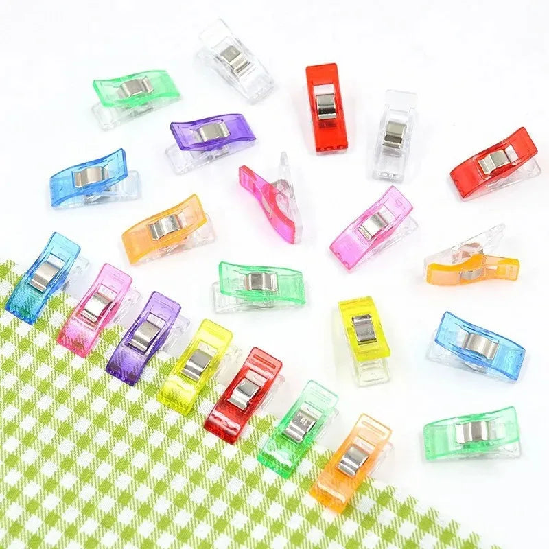 Colorful Multipurpose Sewing Clips Set Plastic Craft Crocheting Knitting Safety Clothing Binding Clips for Paper - Assorted P