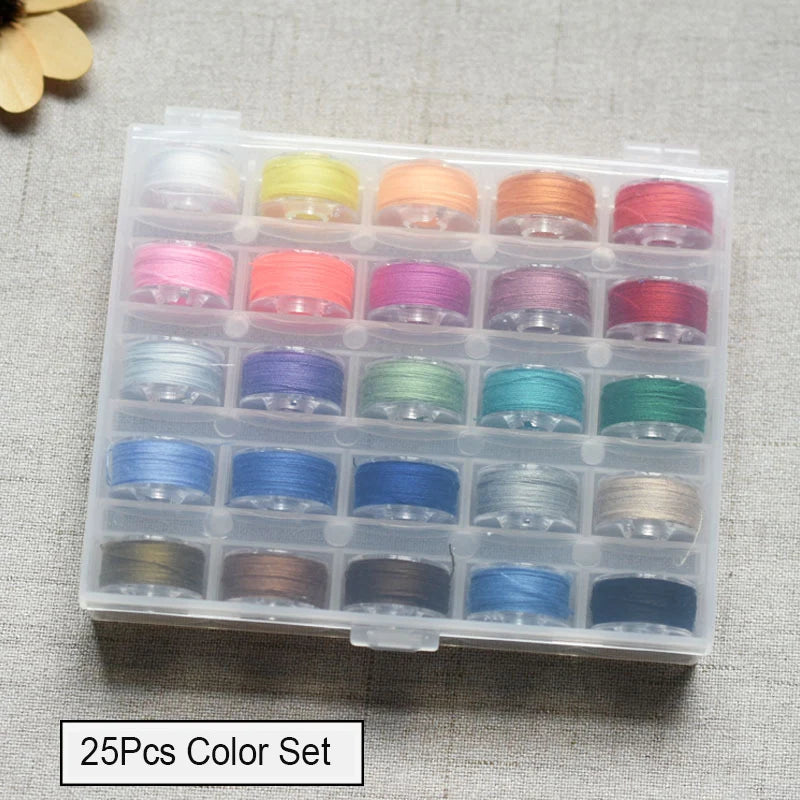 25/36 Colors Set Bobbin Thread Polyester Thread Spools Sewing Machine Bobbins With Storage Box For Embroidery Sewing Accessor