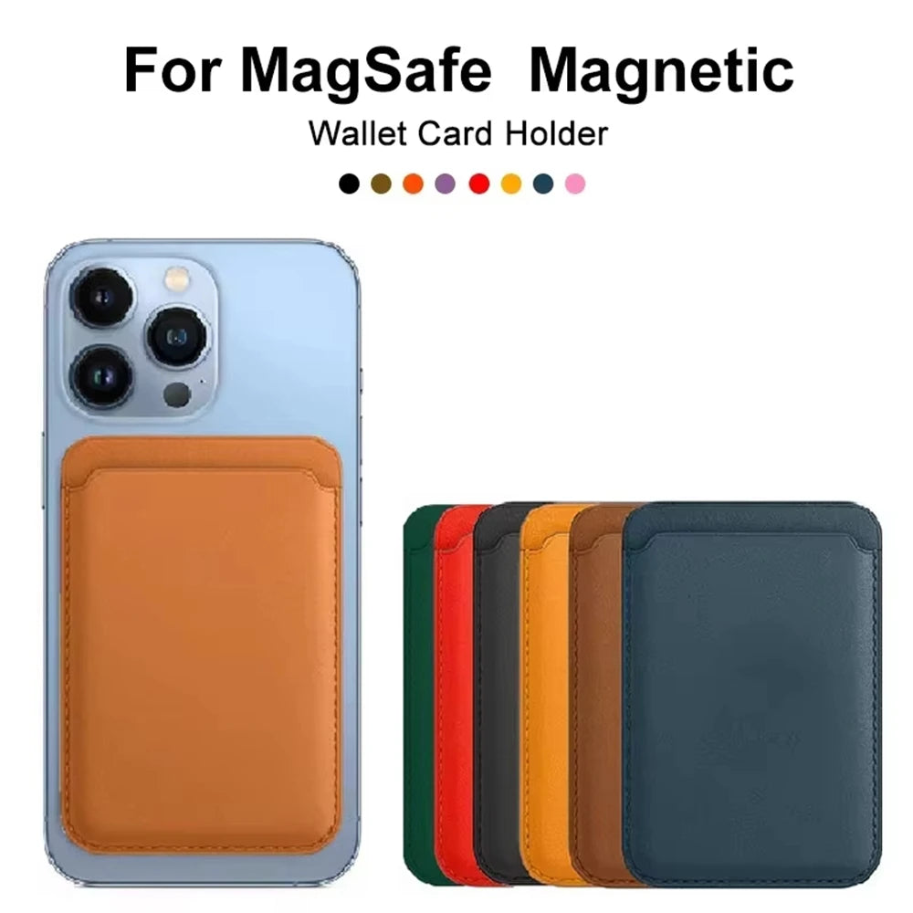 Magnetic Card Holder Leather PU Card Sleeve ID Card Holder Mobile Phone Back Sticker Bag For Magsafe iPhone 17 Card Holder Co