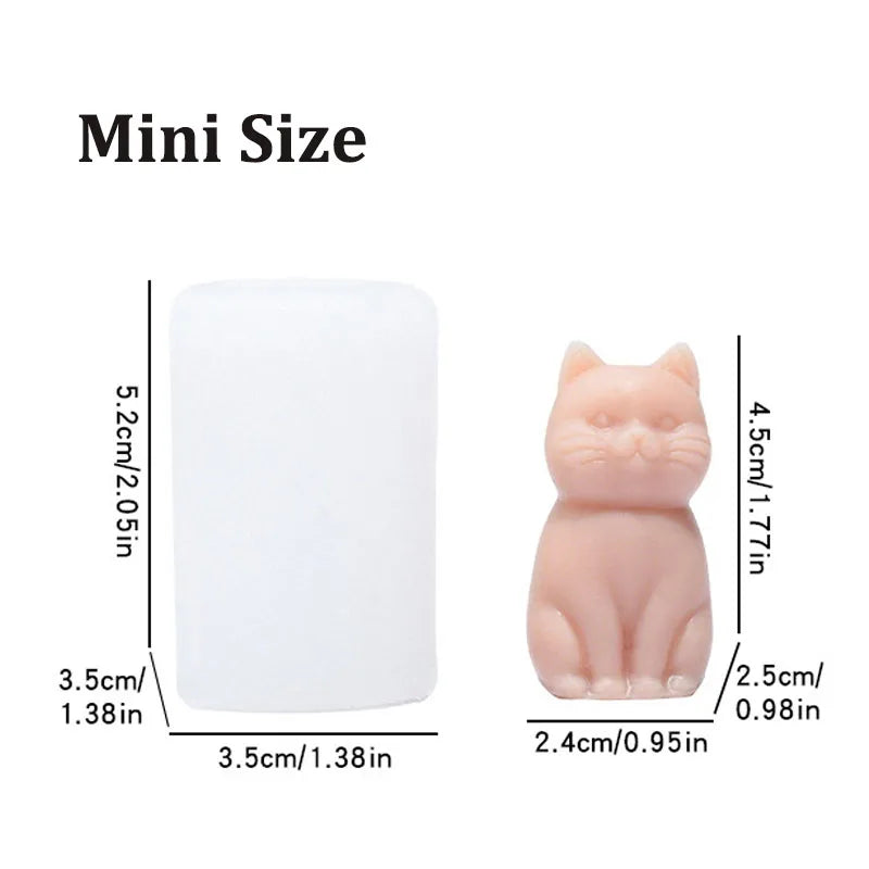 Sitting Cat Silicone Mold Handmade Soap Candle Making Supplies DIY Kitten Candle Soap Plaster Crafts Resin Concrete Mold - Mi