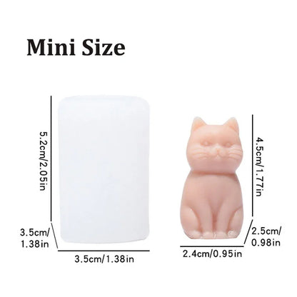 Sitting Cat Silicone Mold Handmade Soap Candle Making Supplies DIY Kitten Candle Soap Plaster Crafts Resin Concrete Mold - Mi