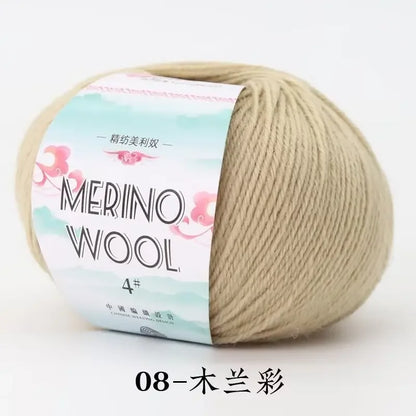 Crochet Merino Wool Yarn, 50g Roll Baby Wool, 130M Soft Fiber for Scarves, Hats, DIY Knitting Projects, Hand Knitting Supplie