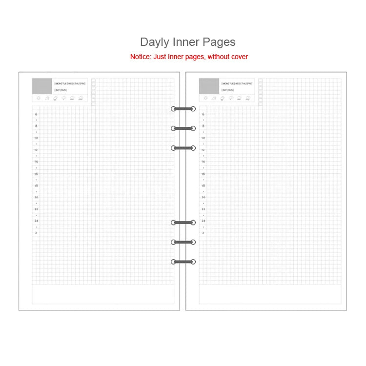 A5 A6A7 45 Sheets Loose Leaf Notebook Refill Spiral Binder Inner Page Weekly Monthly To Do Line Dot Grid Inside Paper Station
