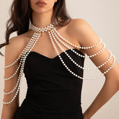 Lace Bridal Necklace, Imitation Pearl Chain, Elegant Wedding Accessory, Scrapbooking Supplies, Planner Decoration, DIY Craft 