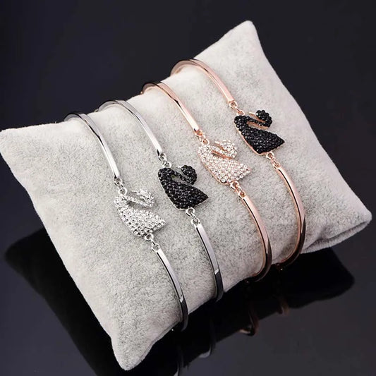 Luxury Zircon Charm Bracelet Jewelry Accessories for Women's Party Gifts Fashion Gold Rose Gold Swan Bangle
