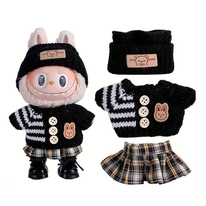 For Labubu accessories Sitting Party Series Classic Dress Grid For Labubu outfit Kid Gift Labubu clothing labubu clothes - no