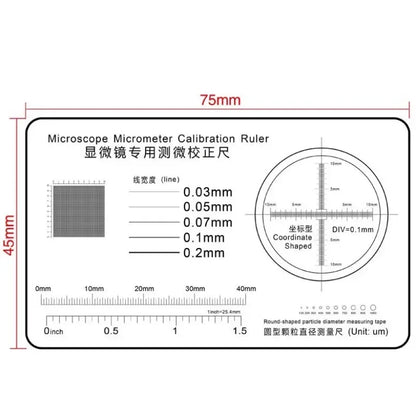 Microscope Micrometer Calibration Film Ruler Grid Reticule Stains Dot Gauge Plastic Ruler Radius Area Diameter Measuring - b