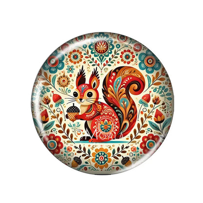Folk Art Animals with Flower 10pcs Mixed 12mm/14mm/18mm/20mm/25mm/30mm Round photo glass cabochon demo flat back Making findi