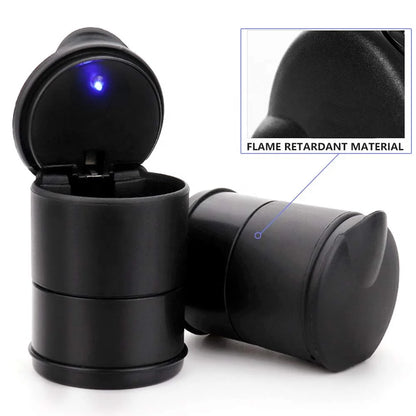 Car Ashtray LED Alloy Ash Tray Plastic Cup Portable Smokeless Auto Ashtray Flame Retardant Cigarette Holder Box Accessories