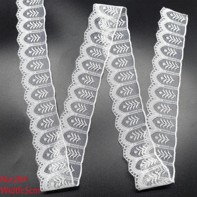 10 Yards 38 Kinds of White Lace Ribbon African Lace Fabric DIY Webbing Decoration Gifts Packing Sewing Clothes Material Craft