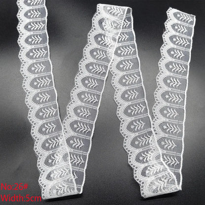 10 Yards 38 Kinds of White Lace Ribbon African Lace Fabric DIY Webbing Decoration Gifts Packing Sewing Clothes Material Craft