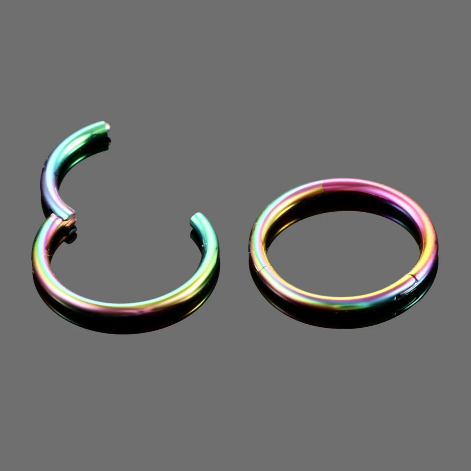 1PC Hinged Segment Nose Hoop Rings Women Surgical Steel Nose Rings Septum Clicker Ring Ear Daith Hoop Earring Piercing Jewelr