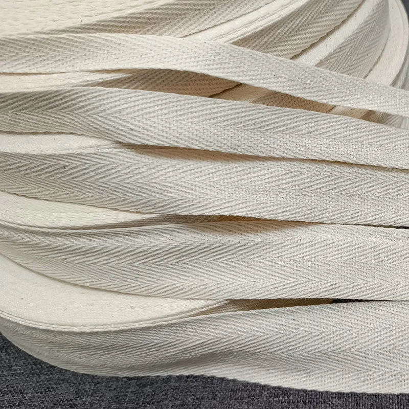 5yards 10/15/20/25/30/40/50mm Cotton Herringbone Webbing Tape Beige/White/Black High Tenacity Twill Binding Ribbon For Garmen