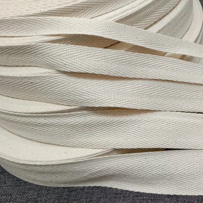 5yards 10/15/20/25/30/40/50mm Cotton Herringbone Webbing Tape Beige/White/Black High Tenacity Twill Binding Ribbon For Garmen