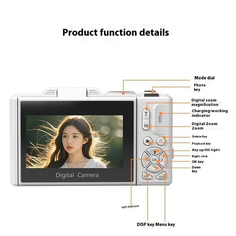 75MP Digital Camera for Photography 5K 18X Digital Zoom Vintage Vlog Video Recorder For YouTube 180° Flip Screen Selfile WiFi