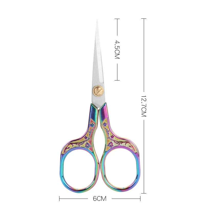 Kawaii Titanium Color Scissors Vintage Stainless Carved Cutting and Sewing,Thread Scissors, Sewing Tools,Cute Stationery - Ti