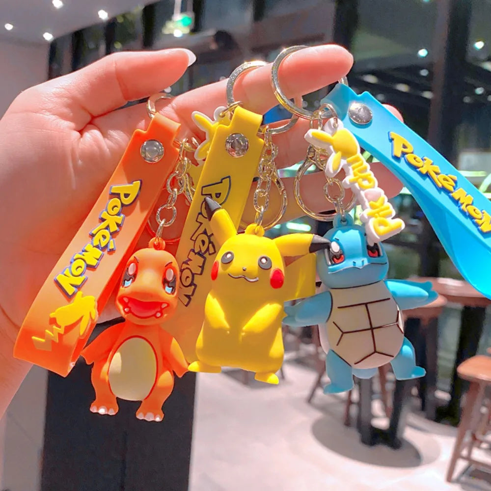 Cute Pokémon Keychains - Pikachu, Bulbasaur, Ducklett, Jigglypuff, & Squirtle keychains. Stylish accessories for keys, bags
