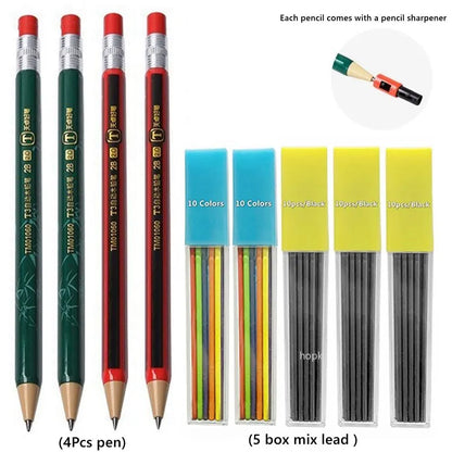 2.0 mm Mechanical Pencils Set 2B Automatic Student Pencils with Sharpener Color Pencil Leads School Pens Kawaii Cute Statione