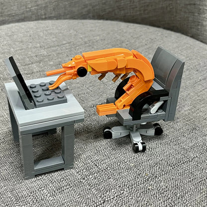 MOC Building block shrimp model figurines, puzzle assembly, boys and girls randomly mixing, Internet celebrity creative parod