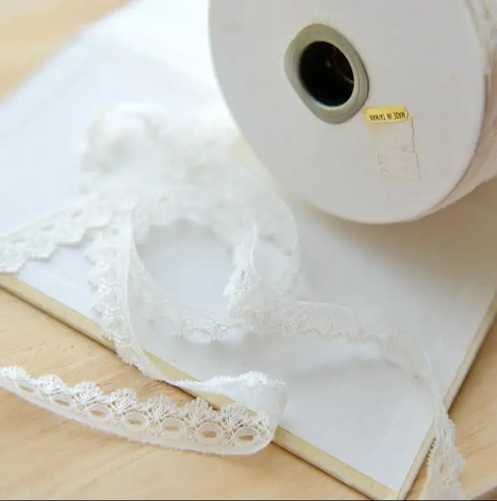 10 Meters Lace Ribbon Tape Ivory Smooth Lace Trim DIY Embroidered Lace Trimmings for Sewing Accessories Packing Decoration