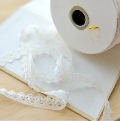 10 Meters Lace Ribbon Tape Ivory Smooth Lace Trim DIY Embroidered Lace Trimmings for Sewing Accessories Packing Decoration