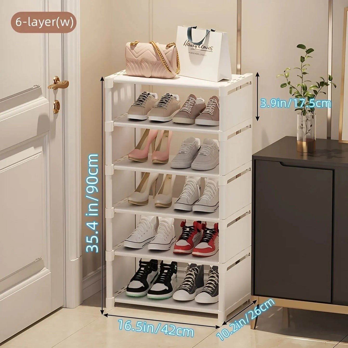 1pc 6/8 Layers Shoe Organizer, Space-saving Metal Frame & Fabric Interlayer Shoe Rack, T1 Shelf for Entryway Hallway Living R