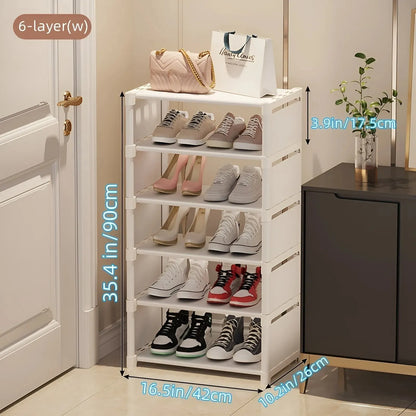 1pc 6/8 Layers Shoe Organizer, Space-saving Metal Frame & Fabric Interlayer Shoe Rack, T1 Shelf for Entryway Hallway Living R