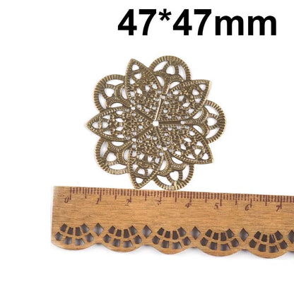 Round Flowers Filigree Wraps Connectors Metal Crafts Supplies For DIY Jewelry Accessories Findings Making Scrapbook Home Deco