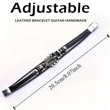 Retro Faux Leather Guitar Bracelet, Punk Rock Music Guitar Genuine Leather Bracelet, Handmade Braided Multi-Layer Wrap Bracel
