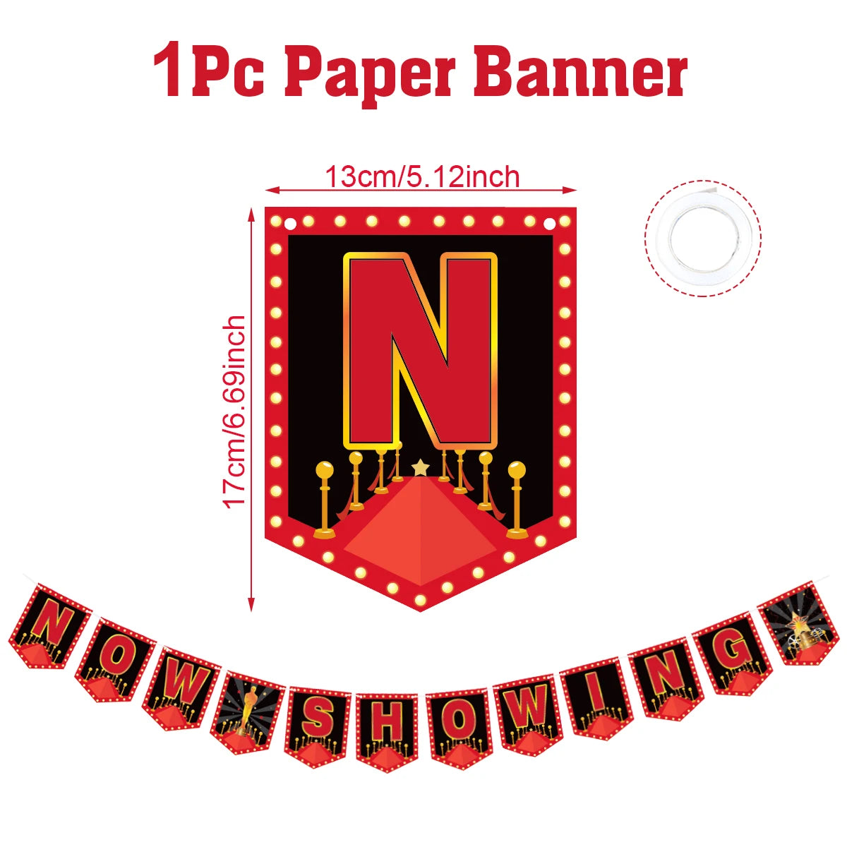 Movie Night Table Runner Red Movie Theme with Gold Star Design Movie Night Red Carpet Decoration for Movie Night Party Decor 