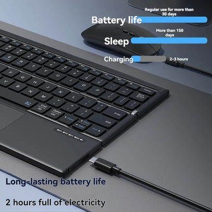Triple Fold Tablet Keyboard with Portable Touch Pad Wireless Bluetooth Keyboard for IPad Laptop Computer PC Accessories Gifts