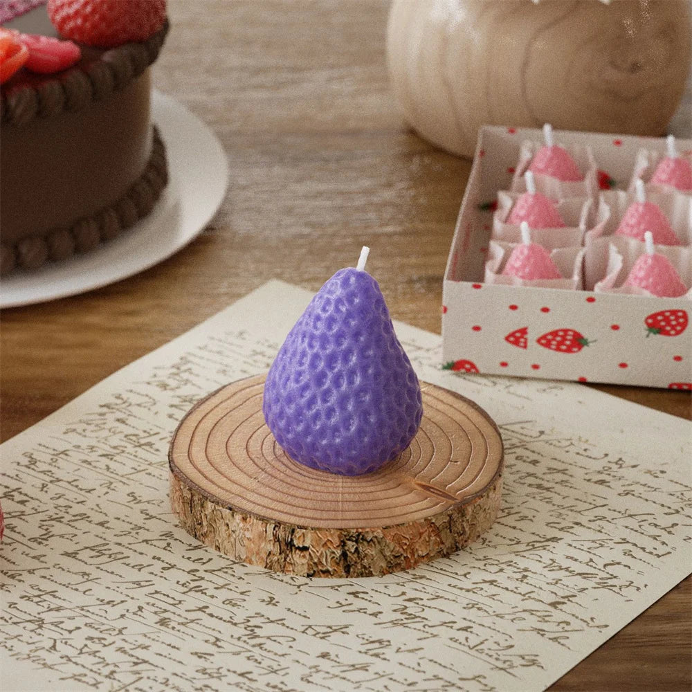 3D Strawberry Candle Silicone Mold Cute Fruit Candle Making Kit DIY Handmade Crafts for Valentine's Day Wedding Party Home De