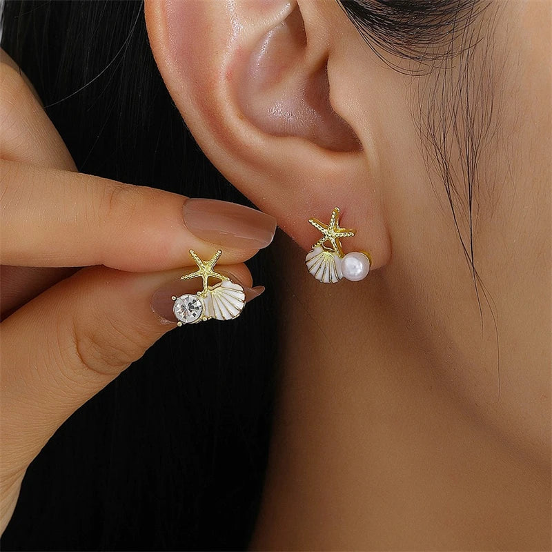 Vintage Metal Shell Stud Earrings for Women Trendy Accessories Personalization Jewelry Earrings Daily Wear Creative Jewelry G