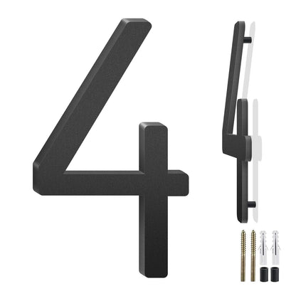 3-10 Inch Floating Aluminum House Address Numbers Letters, Modern Metal House Numbers for Outside, Black Metal Door Address L